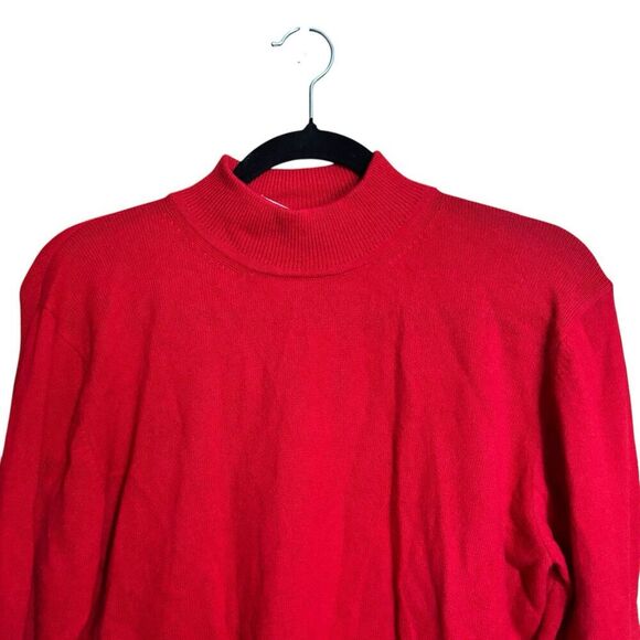 Vintage Leyla Mitra Mock Sweater Womens Large Red 100% Cashmere Pullover - Picture 2 of 8